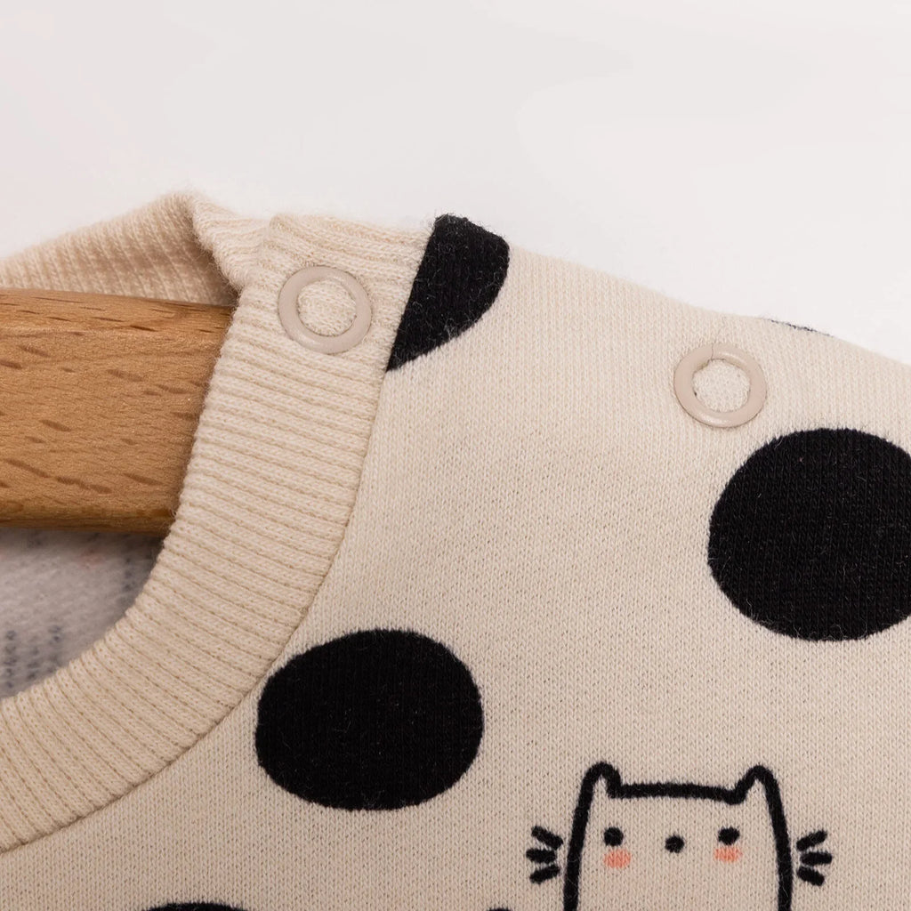 Crys Chwys HelloBaby Basic â Gwddf Isel - Argraffedig