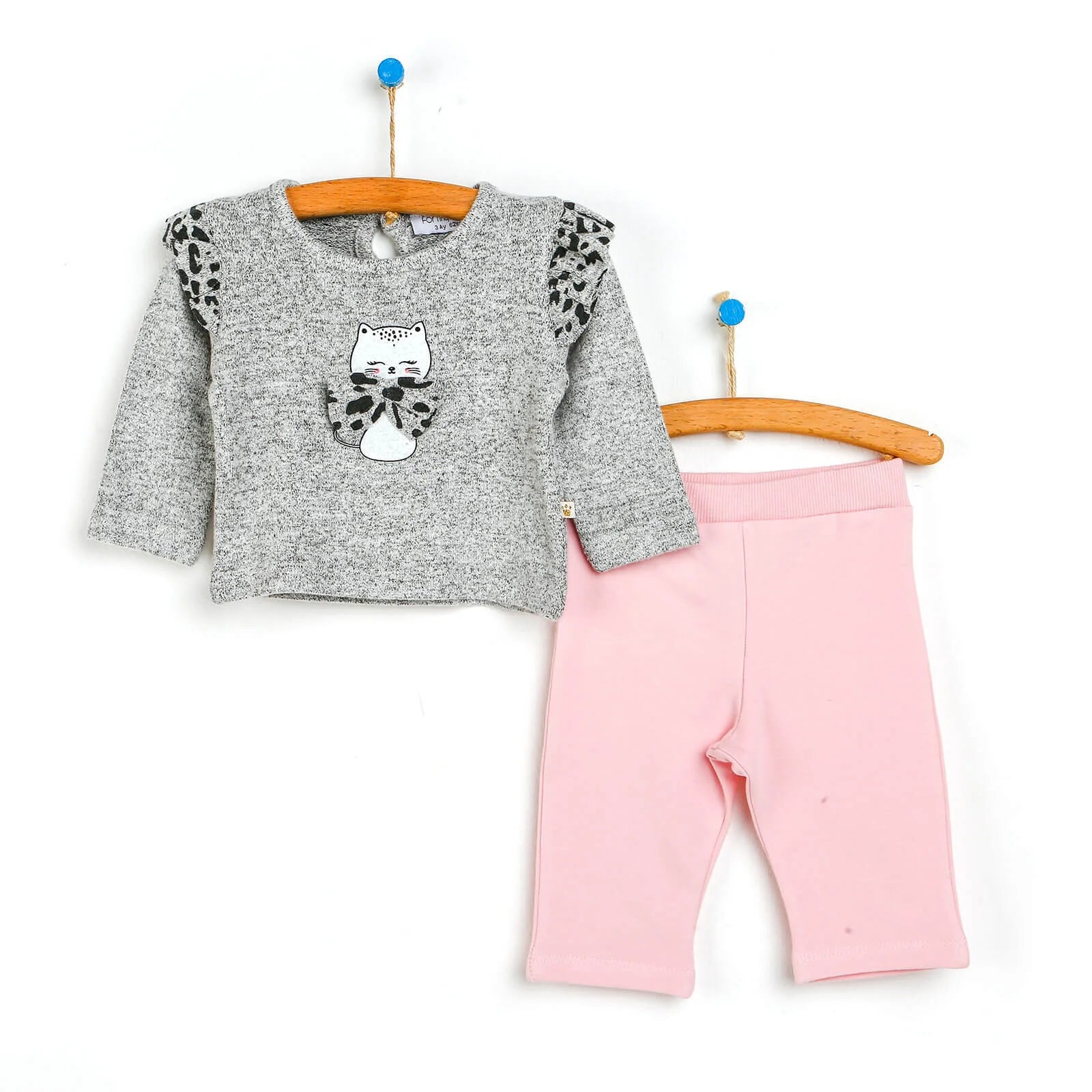 Crys Chwys Llewpard Newydd-anedig i'm Babi - Llwyd Melange