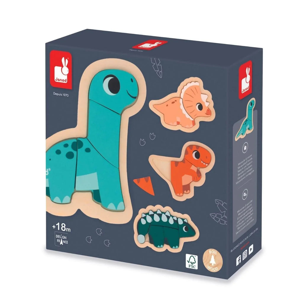 Janod 4 Progressive Puzzles Dino