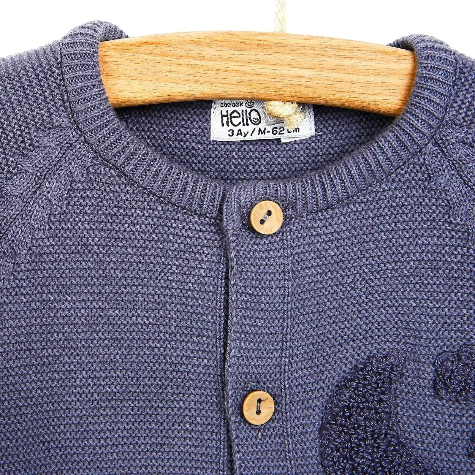 Set Cychwynnol Siwmper a Het Wedi'i Gwau ar gyfer Newydd-anedig HelloBaby - Glas Tywyll