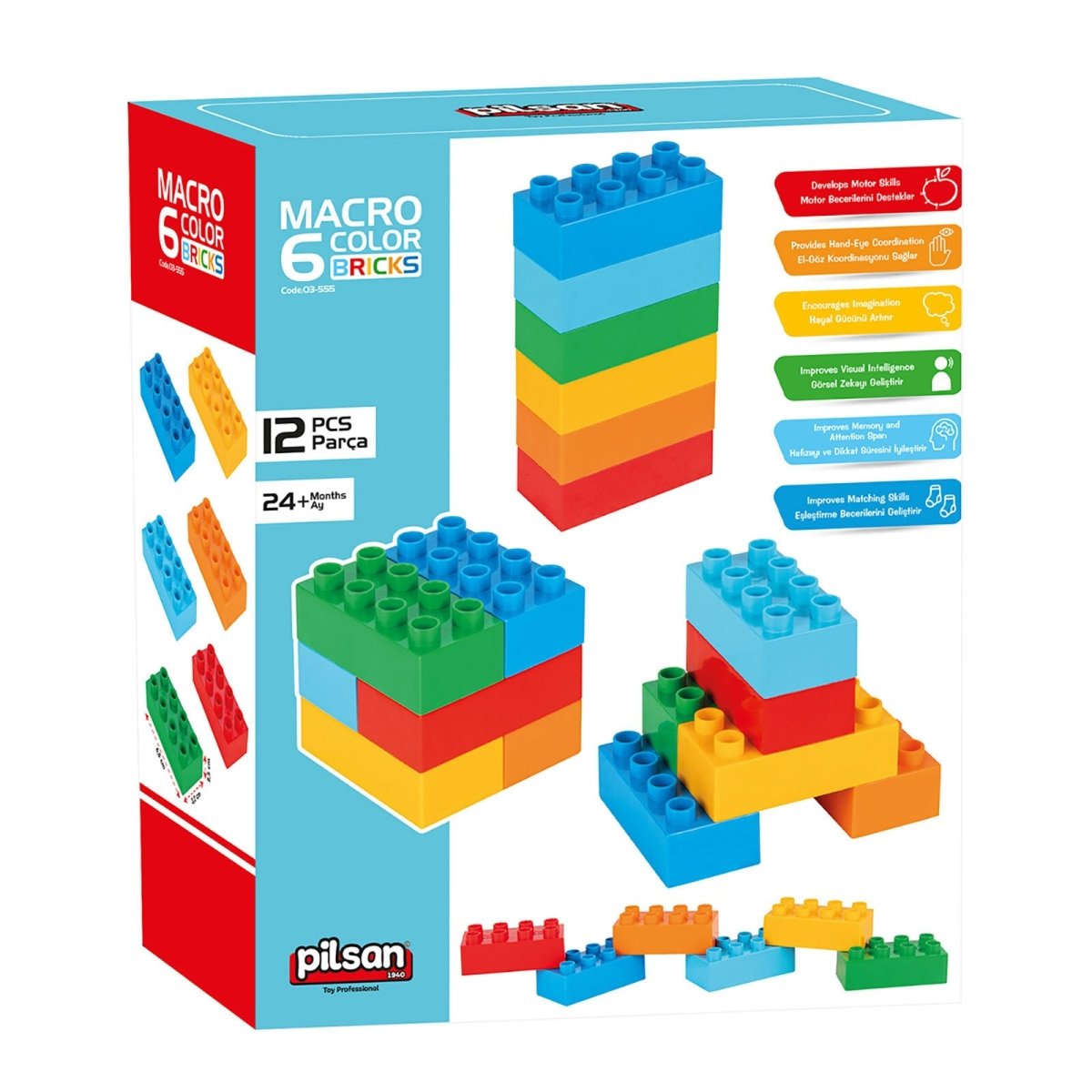 Blociau Brics Lliwgar Pilsan Macro 6