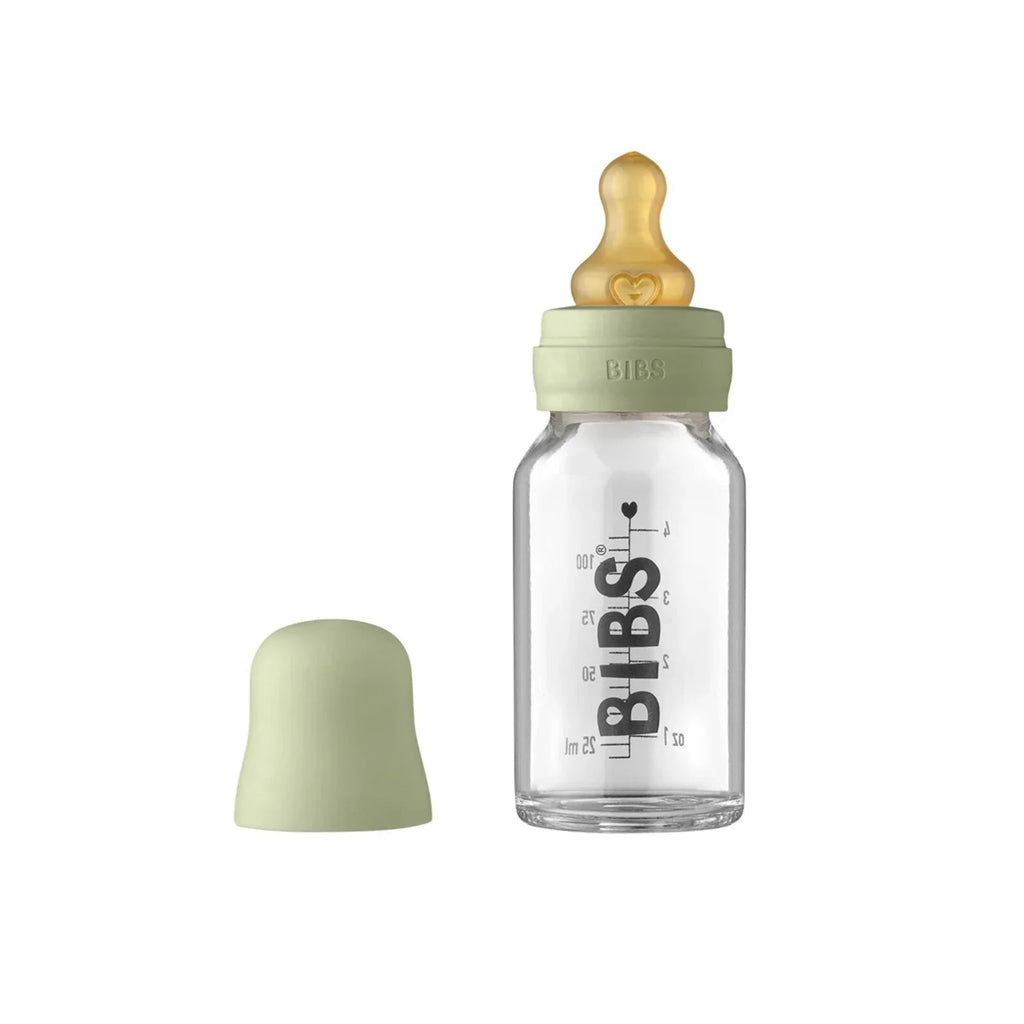 Set Gyflawn o Botel Wydr BIBS i Babanod, Latecs 110ml - Saets