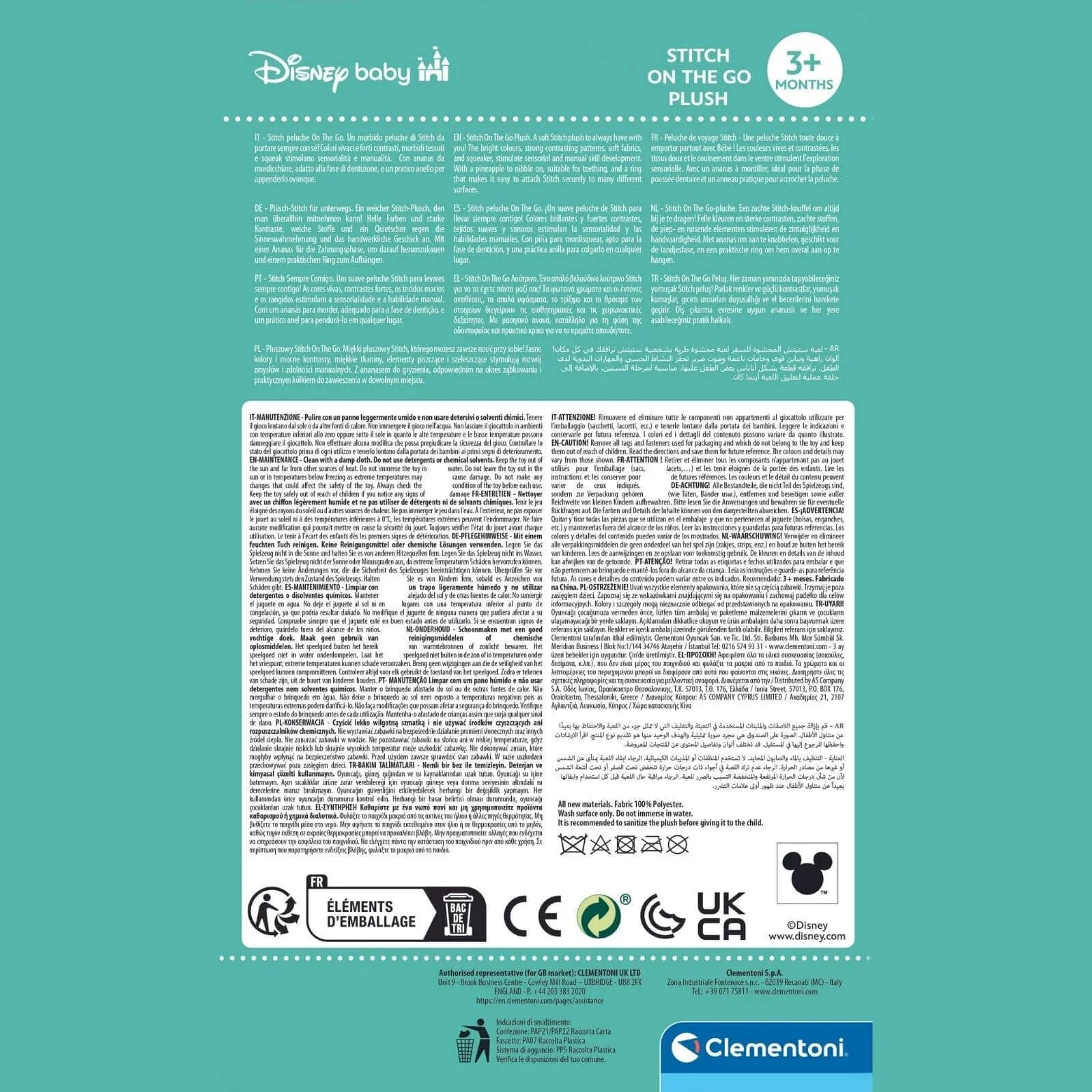 Disney Baby-Stitch Plush Teithio Meddal â Swn Rattle