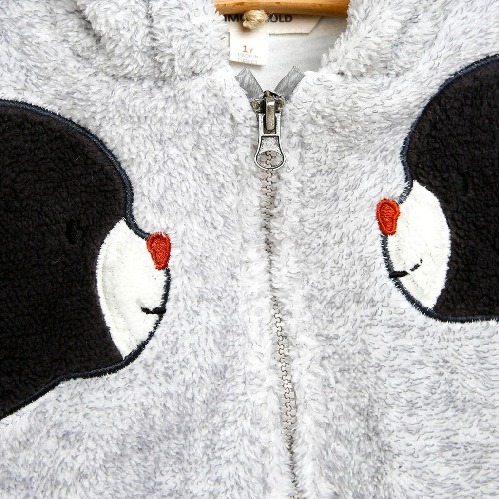 Siwmpsuit Traed i Fabanod Newydd-anedig Midimod â Dyluniad Arth Ciwt - Llwyd