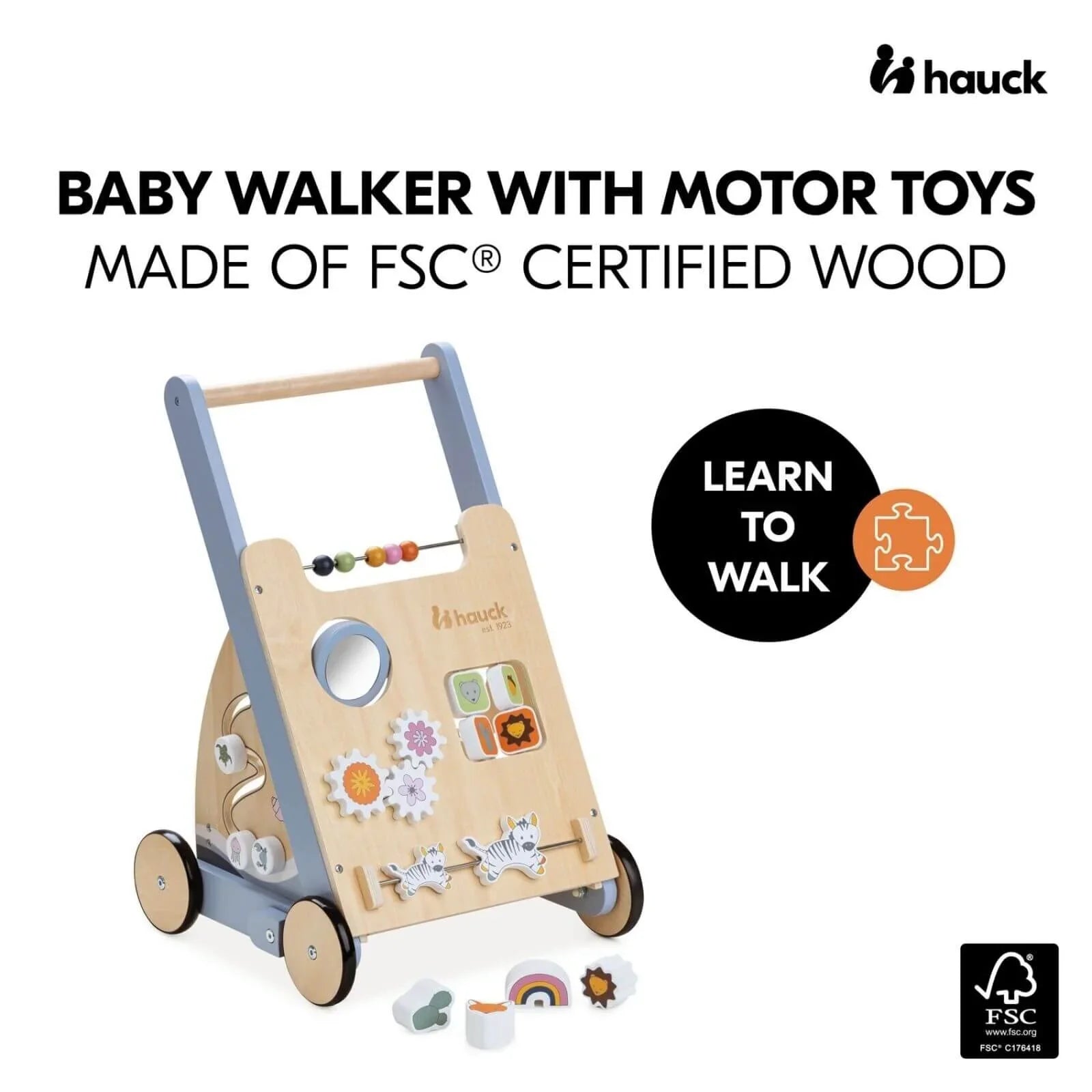 Hauck Learn to Walk - Cerddwr Pren ar gyfer Sgiliau