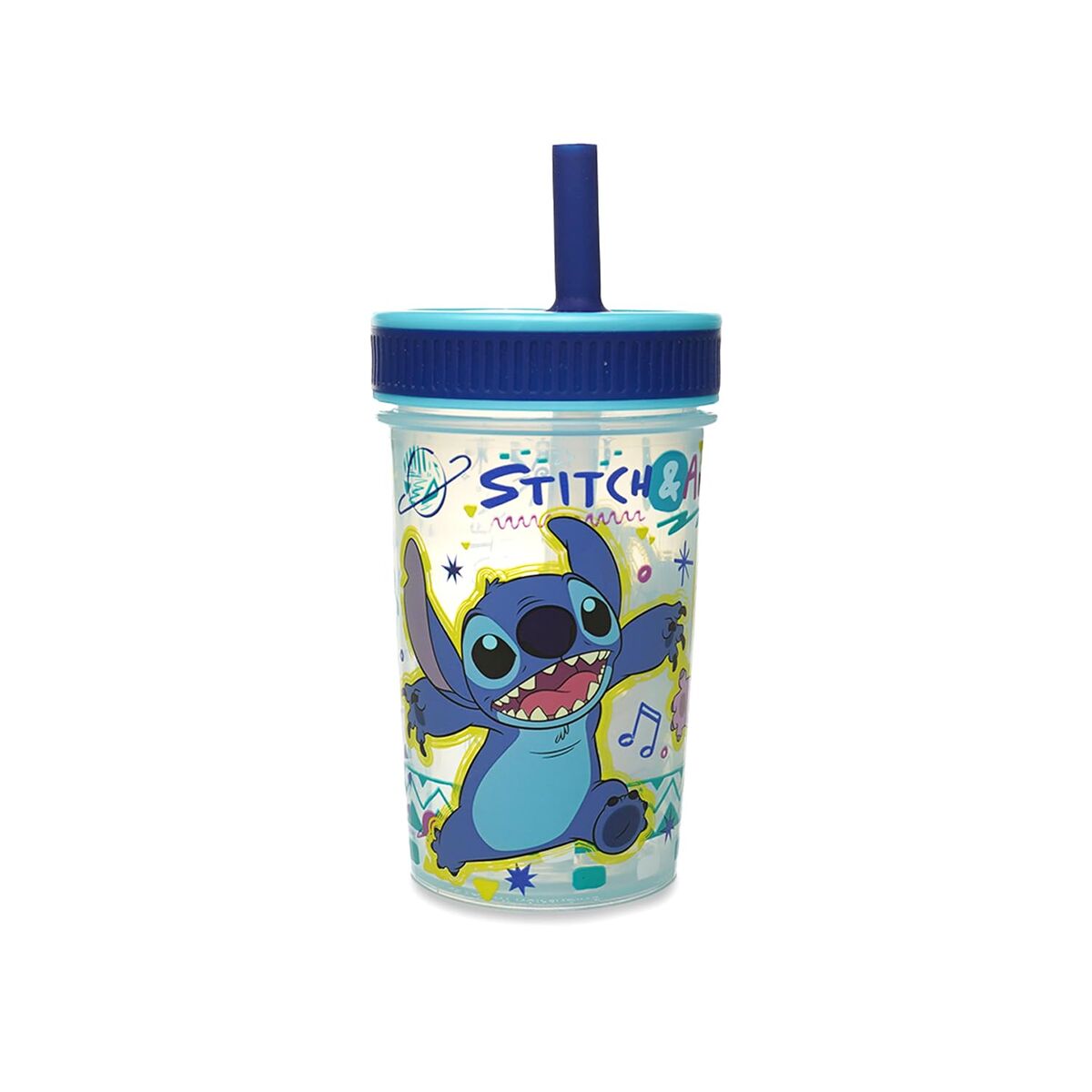 Training Glass ThermoBaby LILO & STITCH 420 ml Blue with a fun Stitch character design.