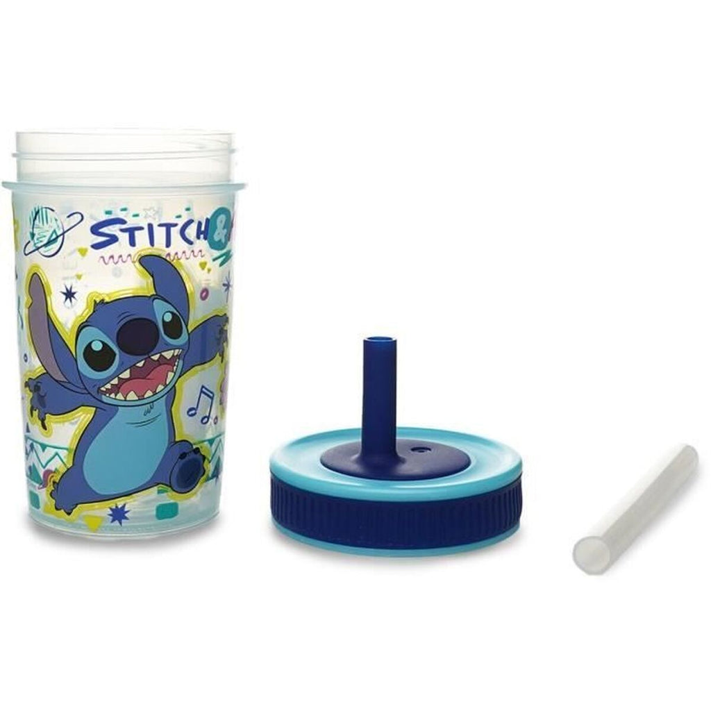 Training Glass ThermoBaby LILO & STITCH 420 ml Blue with non-drip system and playful design.