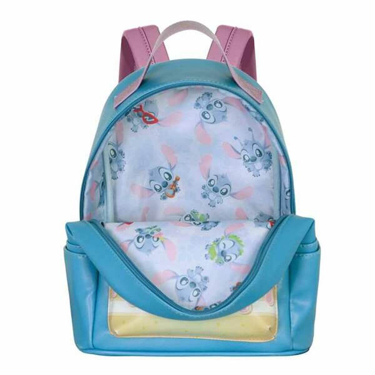 Casual Backpack Lilo & Stitch with a colorful interior design featuring cartoon characters, perfect for all ages.