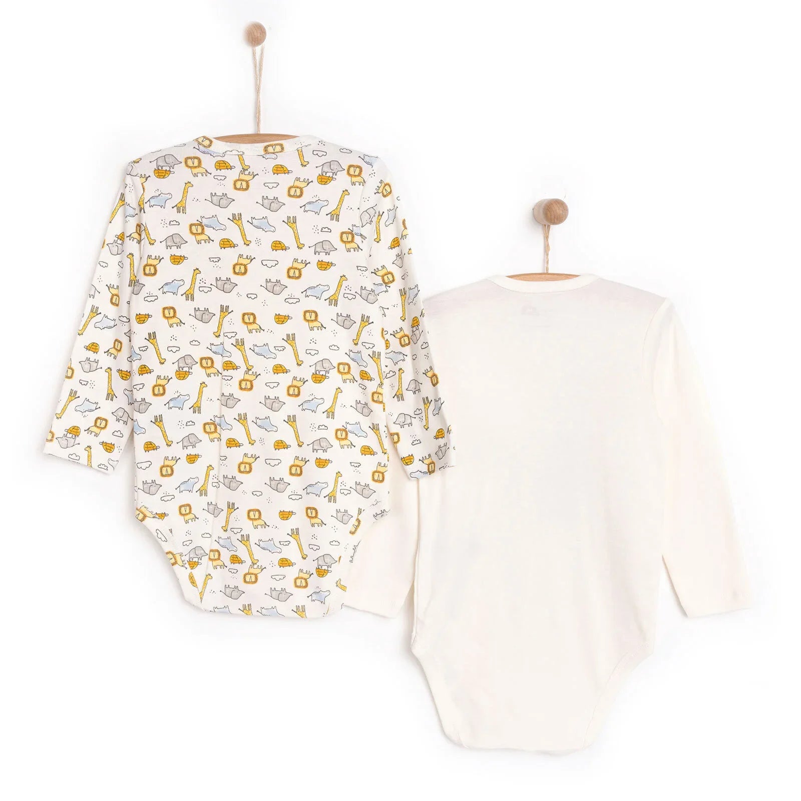 HelloBaby Pecyn o 2 Bodysuit Llewys Hir Unisex - Ecru