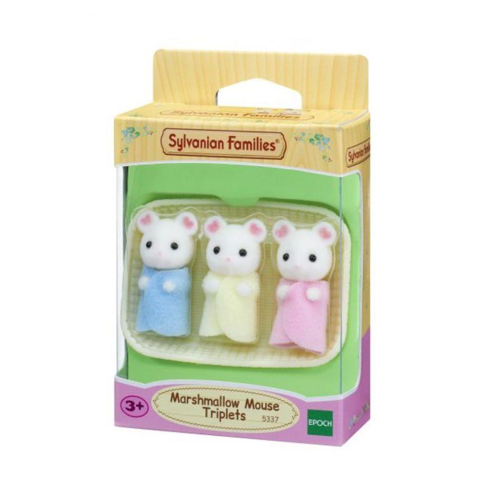 Set Chwarae Teulu Sylvanian Marshmallow Triplets ar gyfer Plant 3 Oed ac I fyny
