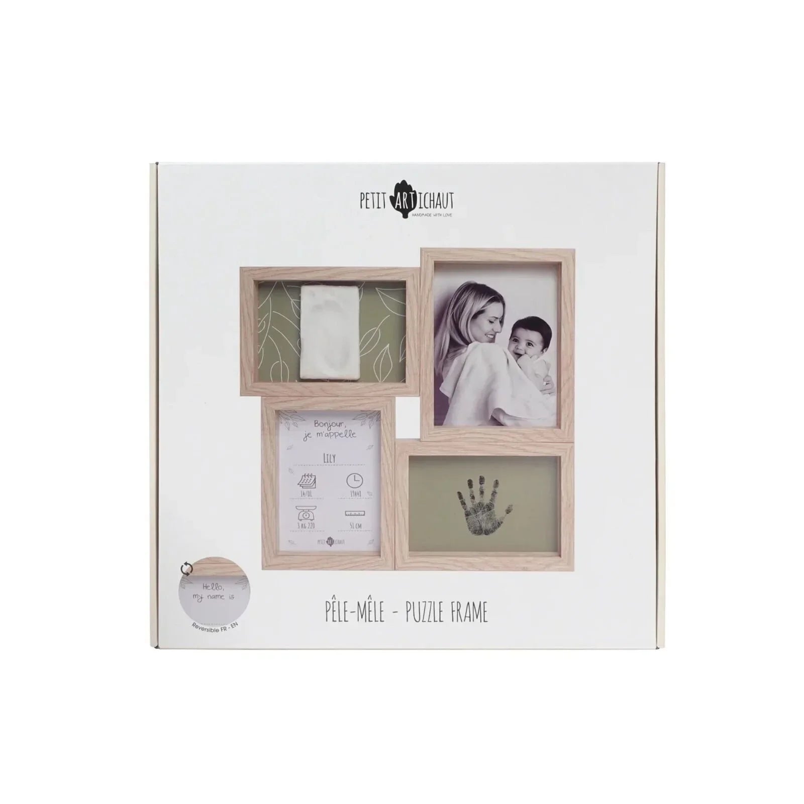 Petit Artichaut Puzzle Frame with Hand & Foot Imprints - Olive Tree