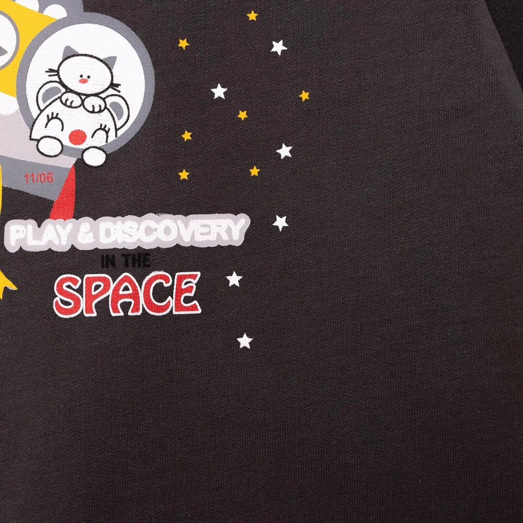 Crys Chwys HelloBaby Basic â Phrint Llew yn Rhydd o'r Gwaelod - Llwyd Tywyll