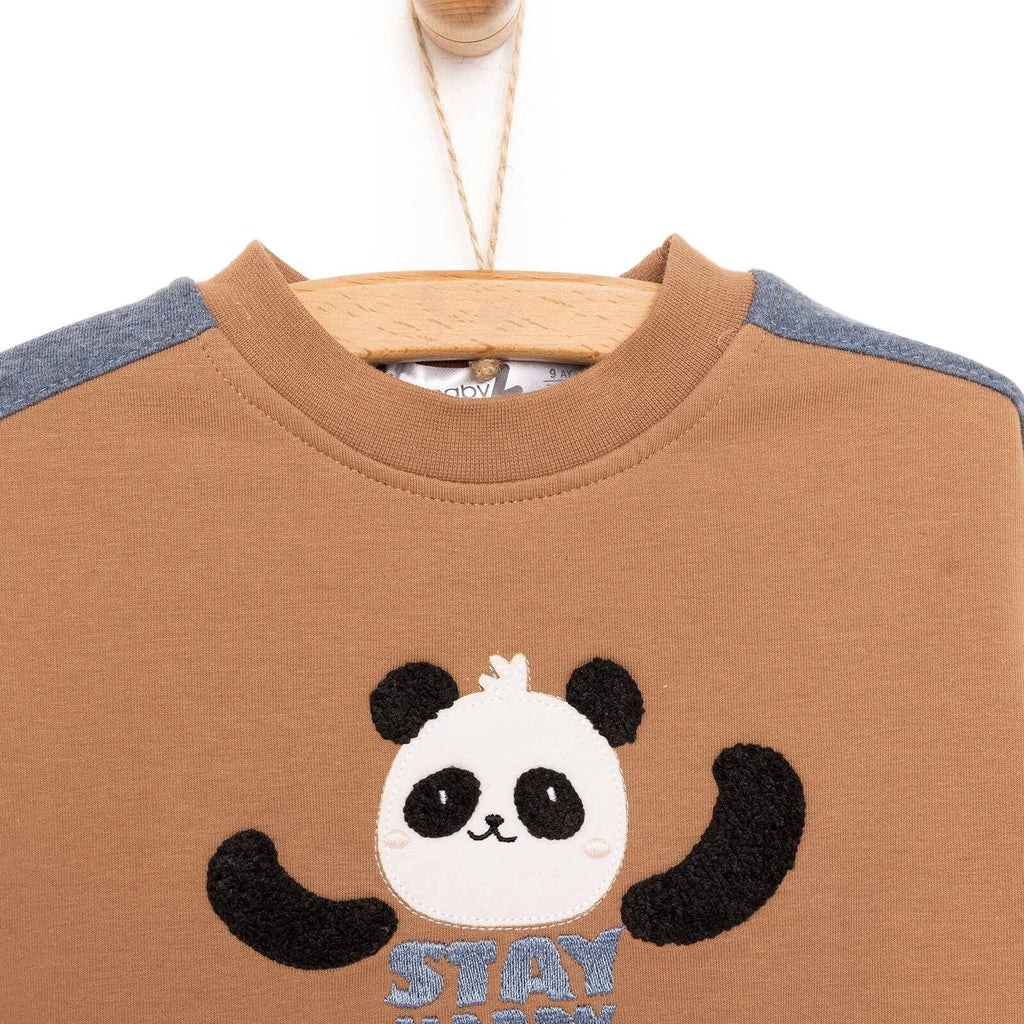 Siwt Ddillad Chwarae BabyZ Cool Boy Boy - Brown (Crys Chwys a Throwsus)