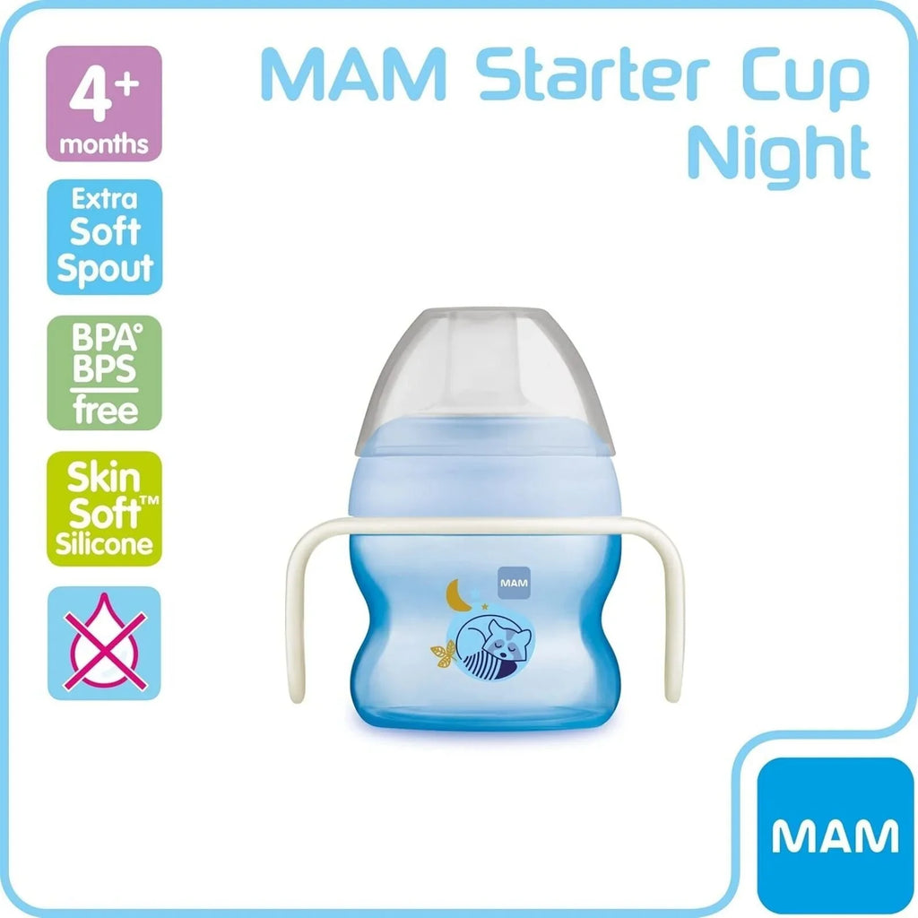 MAM Cwpan Yfed Cyntaf &amp; Glow gyda Dolen 150ml - Glas