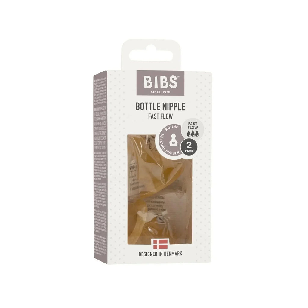 Tethau Biberon Llif Cyflym BIBS Latex 4+ mis Pecyn o 2