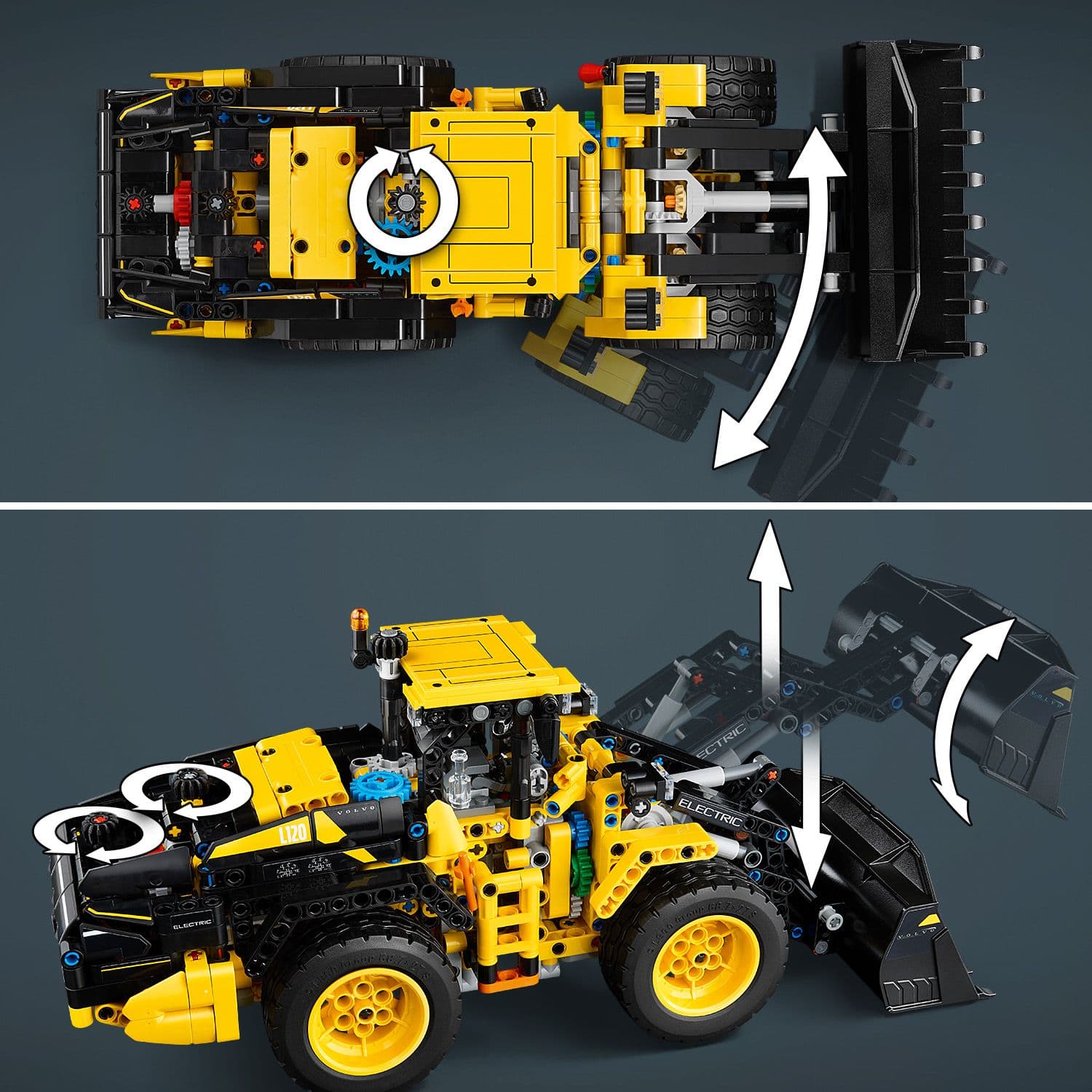 Lego Technic 42209 Volvo L120 Llwythwr Olwynion Trydan ar gyfer Plant 9 Oed a Hŷn