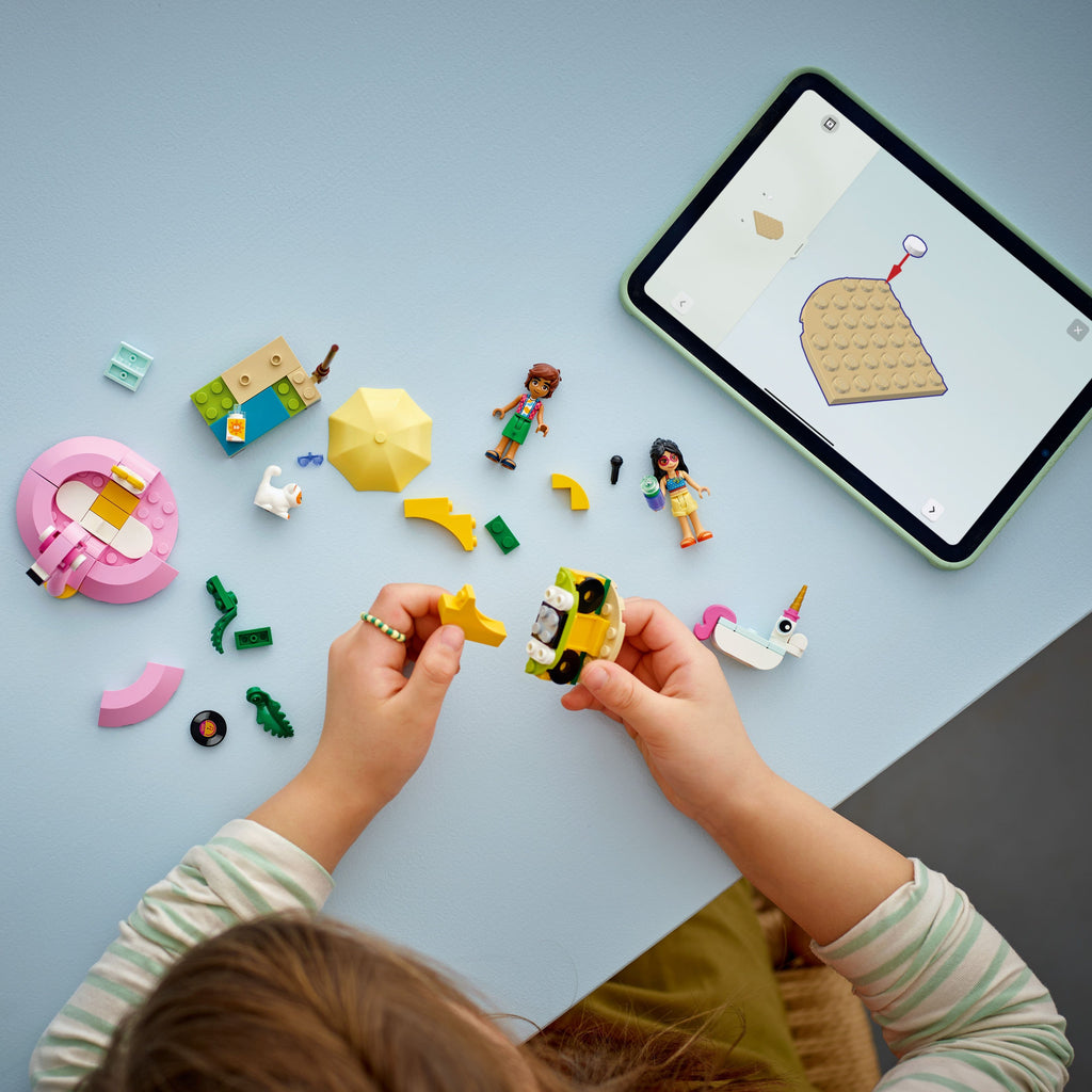 Set Parti Pwll Dŵr Unicorniaid a Fflamingos Lego Friends 42658 ar gyfer Plant 5 Oed a Hŷn