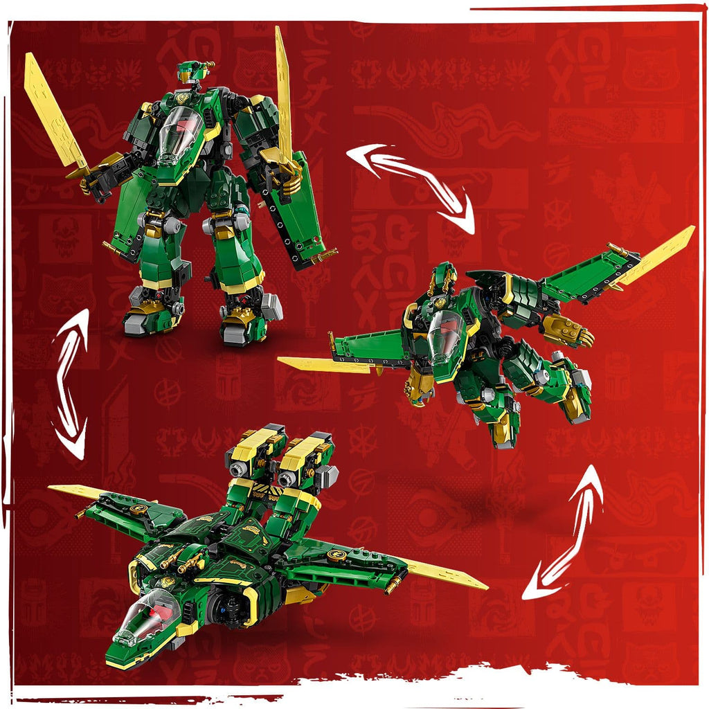 Lego Ninjago 71845 Set Adeiladu Mech Jet Lloyd ar gyfer Plant 9 Oed a Hŷn
