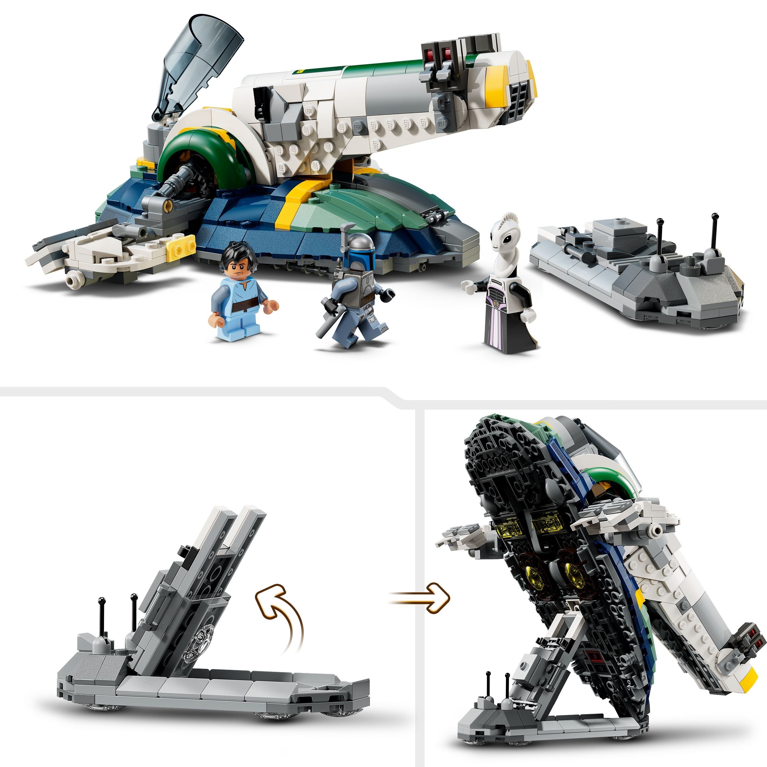 Set Chwarae Adeiladadwy Lego Star Wars 75433 Llong Ofod Jango Fett ar gyfer Plant 9+ oed