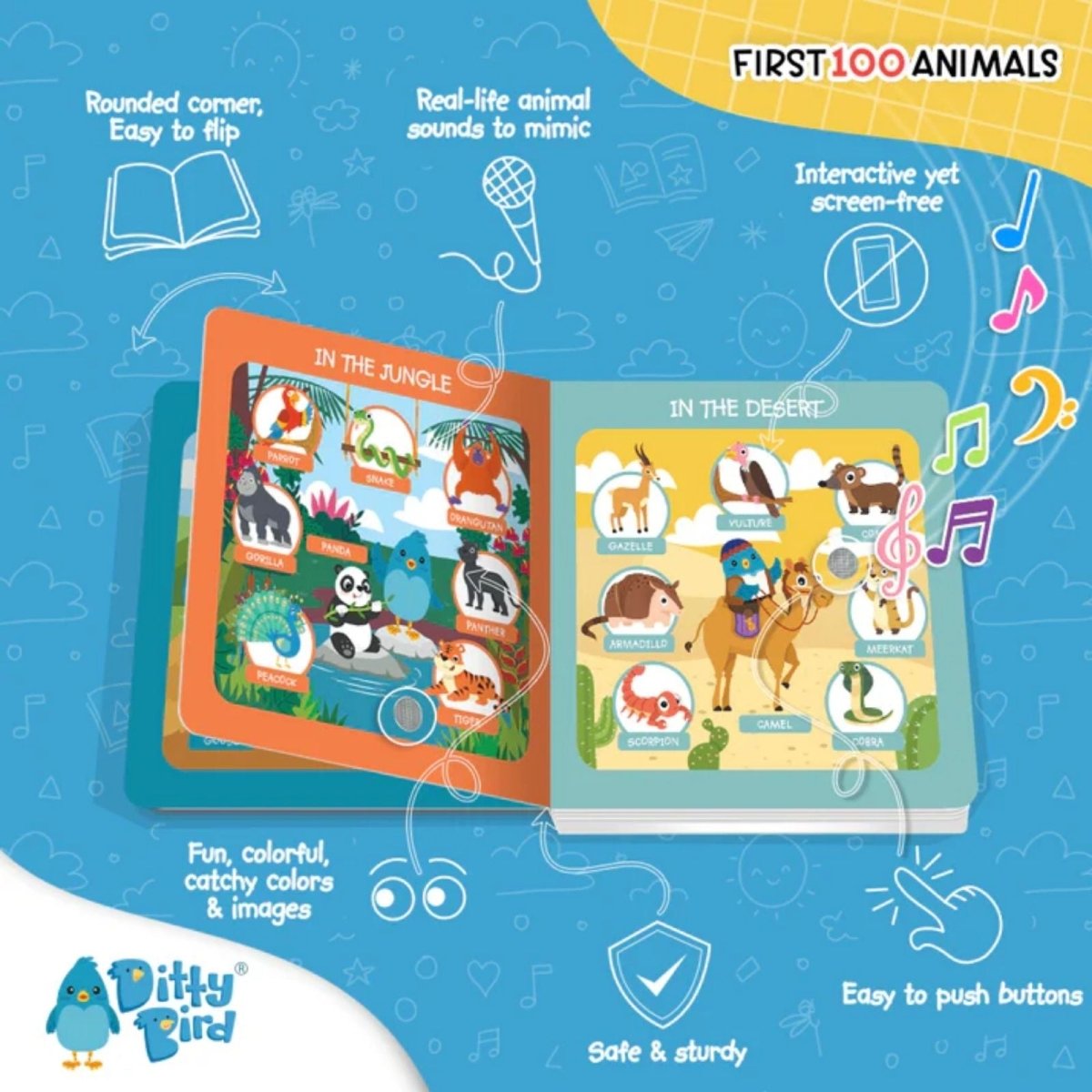 Ditty Bird First 100 Animals Book