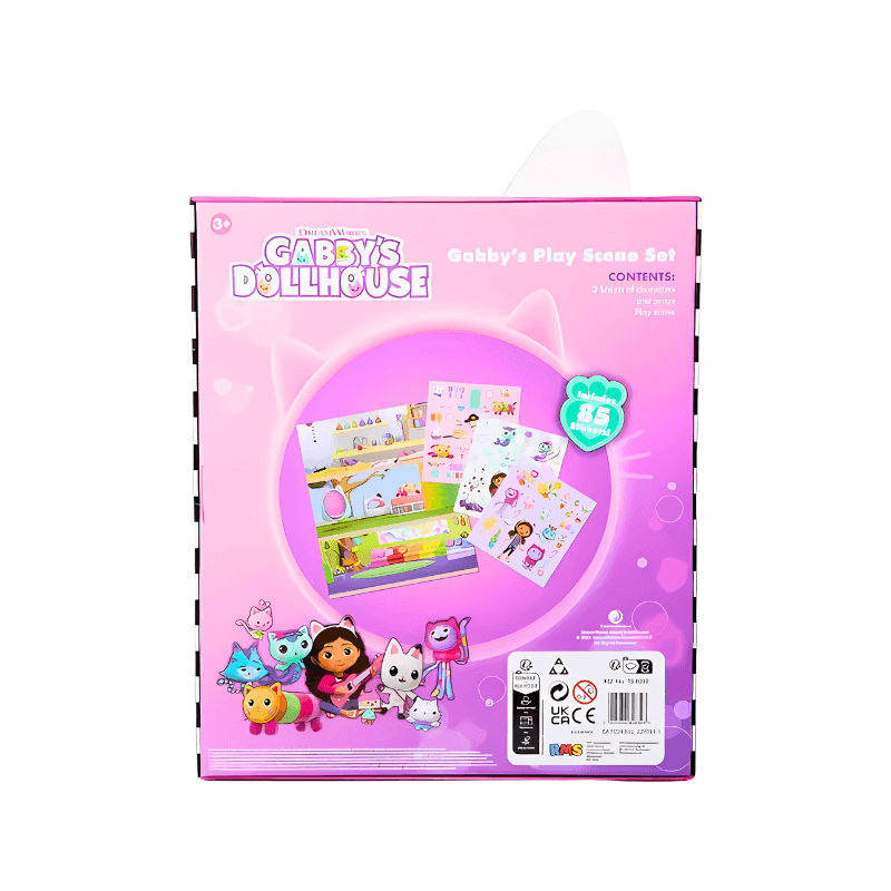 Golygfa Chwarae Sticer Tŷ Doliau Gabby