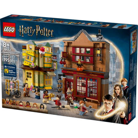 Lego Harry Potter 76452 Siop Arfau Quidditch o Ansawdd a Parlwr Hufen Iâ