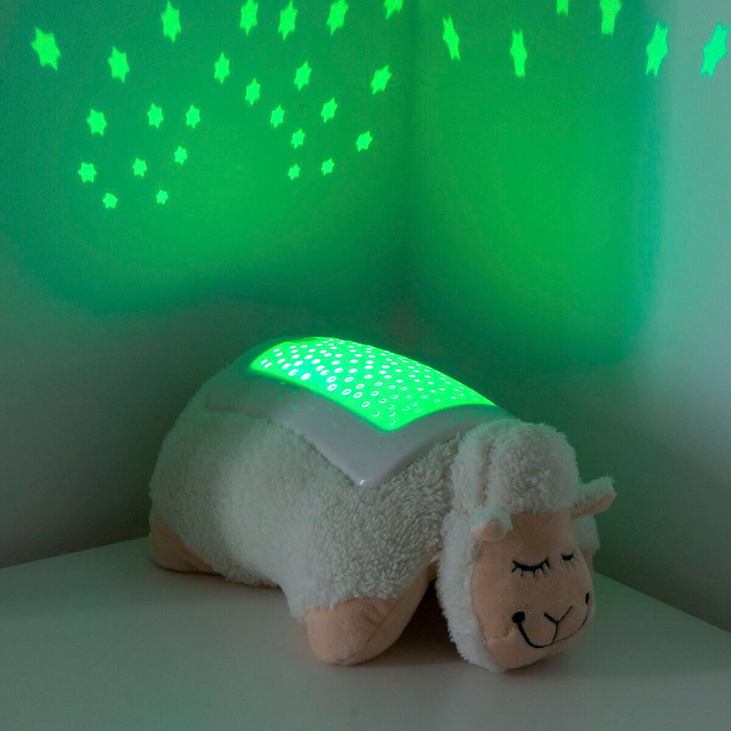 Plush Toy Projector Sheep InnovaGoods projecting green stars to create a soothing ambiance.