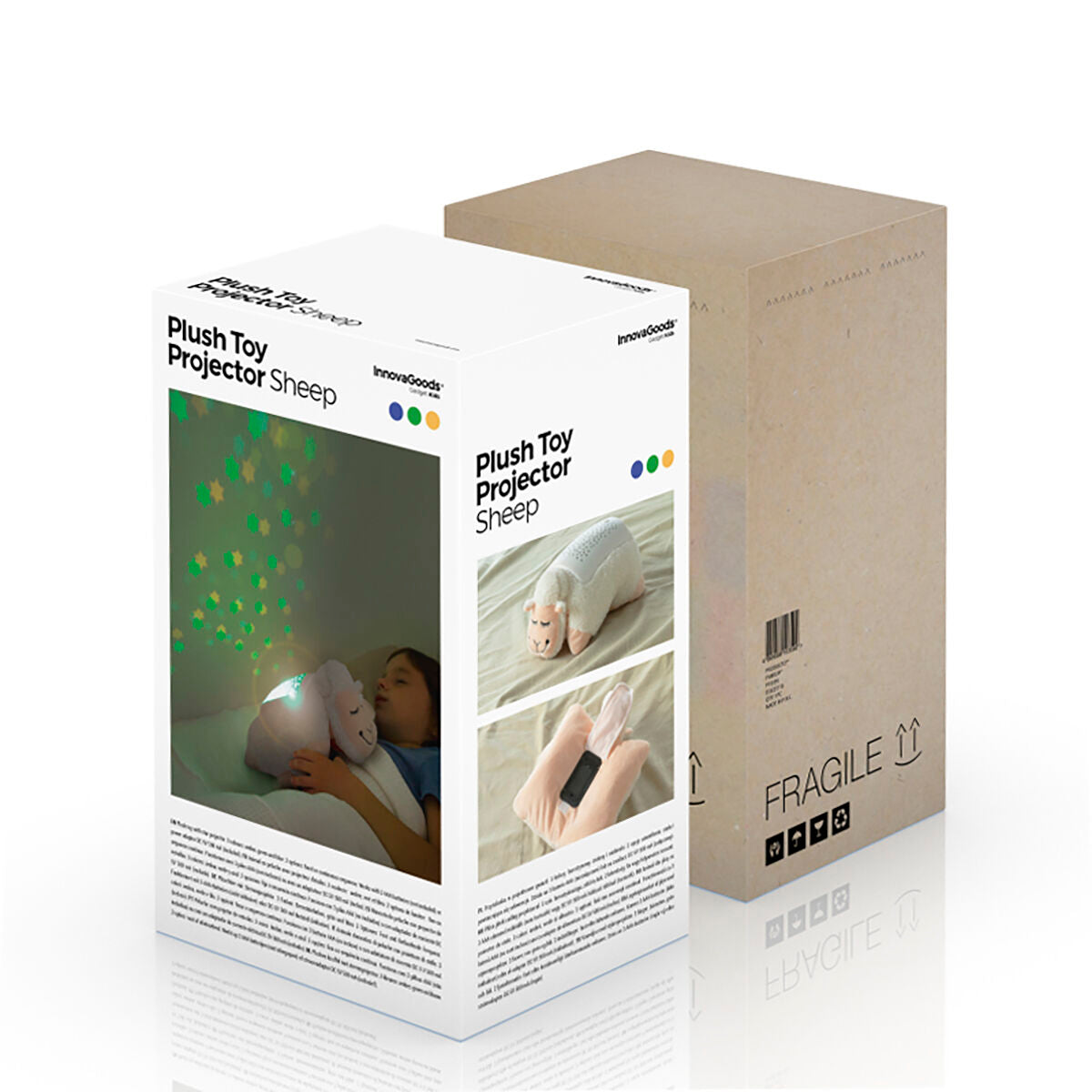 Plush Toy Projector Sheep InnovaGoods packaged in an eye-catching box, ideal for children and innovative home decor.