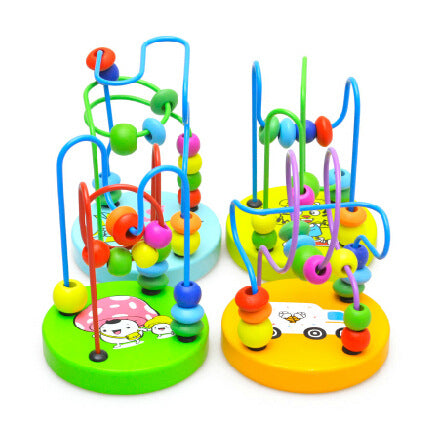 Tegan Addysgol o Gleiniau Crwn Bach Pren ar gyfer Plant