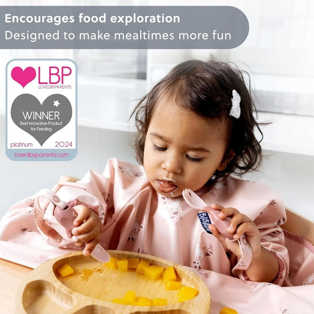 Bibado Handi Cutlery Set o Gyllyll a Ffyrc Ynghysylltiol ar gyfer Diddyfnu 6+ mis Pecyn o 2 - Blush