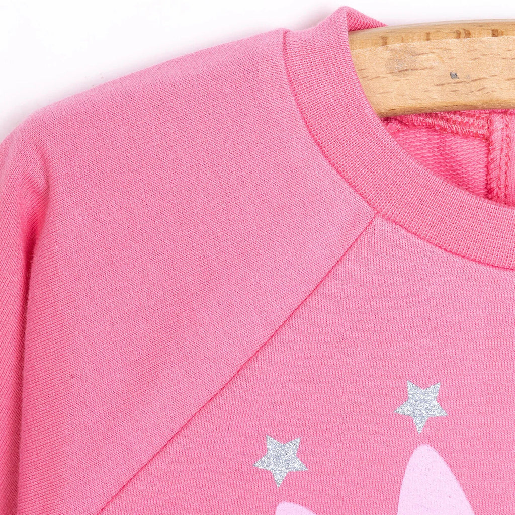 Ffrog Sgetch Nittedig Grychog HelloBaby Basic i Ferched - Pinc