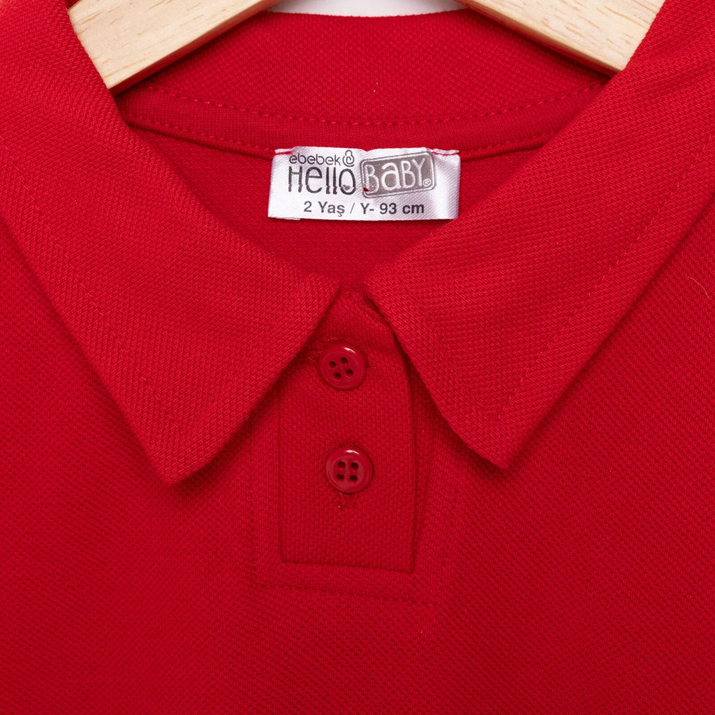 Bodysuit Llewys Hir Unisex Dathliad HelloBaby - Coch