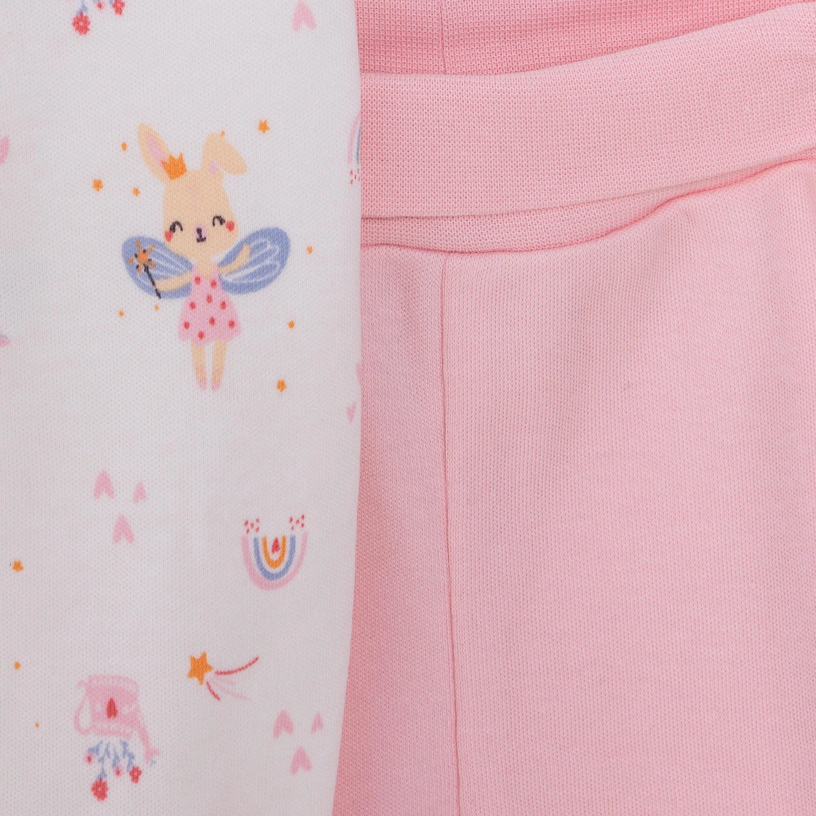 Legins Traed i Faban Newydd-anedig HelloBaby (2 Darn) - Pinc