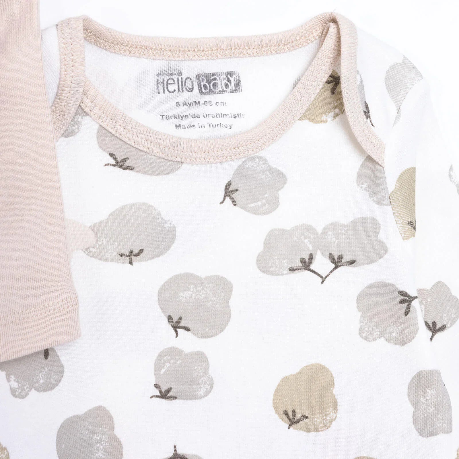 Bodysuit Llewys Hir i Ferched HelloBaby (2 ddarn) - Beige