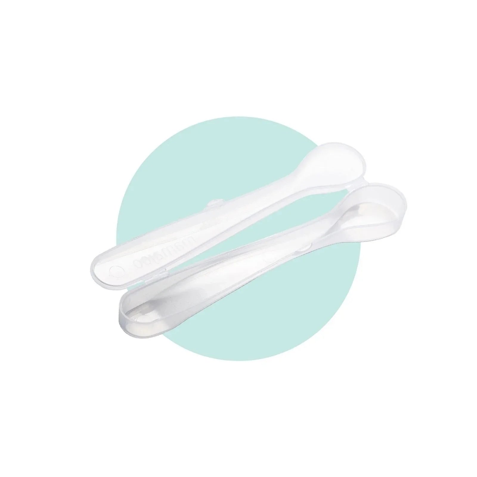 Mamajoo Llwyau Silicôn gyda Chas, Pecyn o 2 - Gwyrdd a Glas