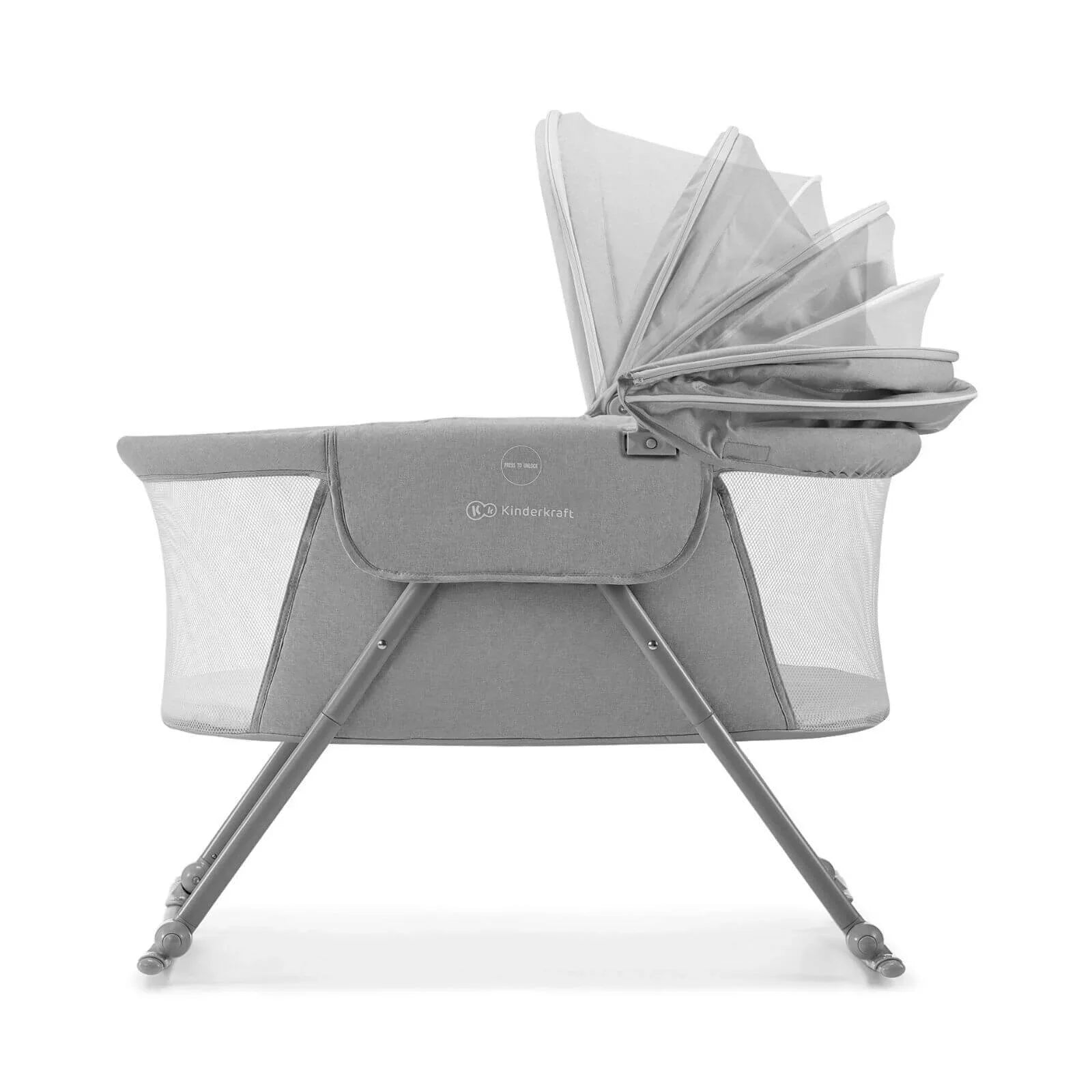 Kinderkraft LOVI 3-in-1 Cot Babanod - Llwyd
