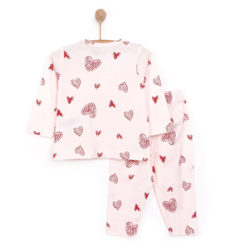 Set Pyjamas Llewys Hir i Ferched HelloBaby - Pinc Golau