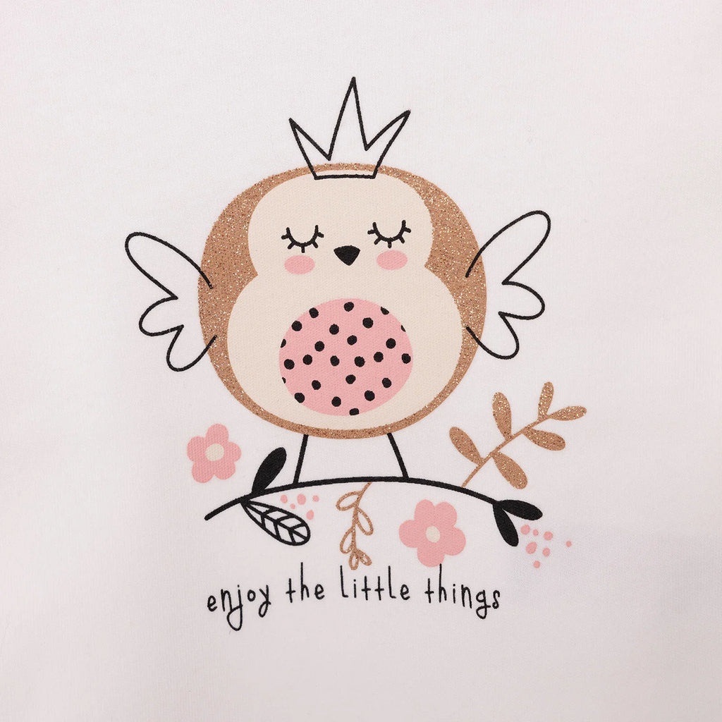 T-shirt Llewys Hir i Ferched HelloBaby - Ecru