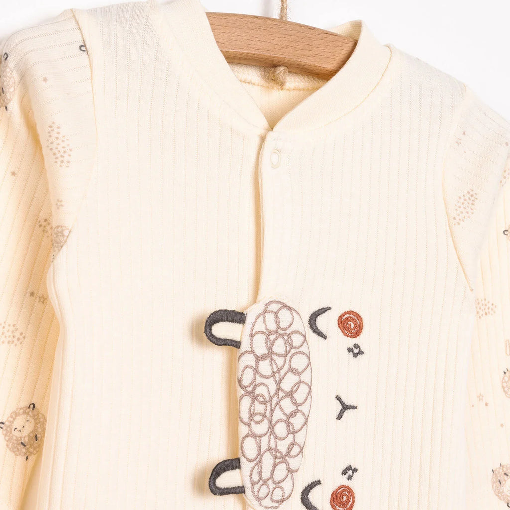 Bebetto Newborn Organic Little Lamp Footed Jumpsuit - Ecru