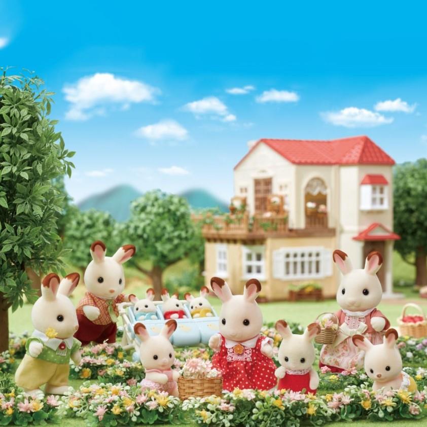 Set Chwarae Teulu Cwningod Siocled Sylvanian Families ar gyfer Plant 3 Oed a Hŷn