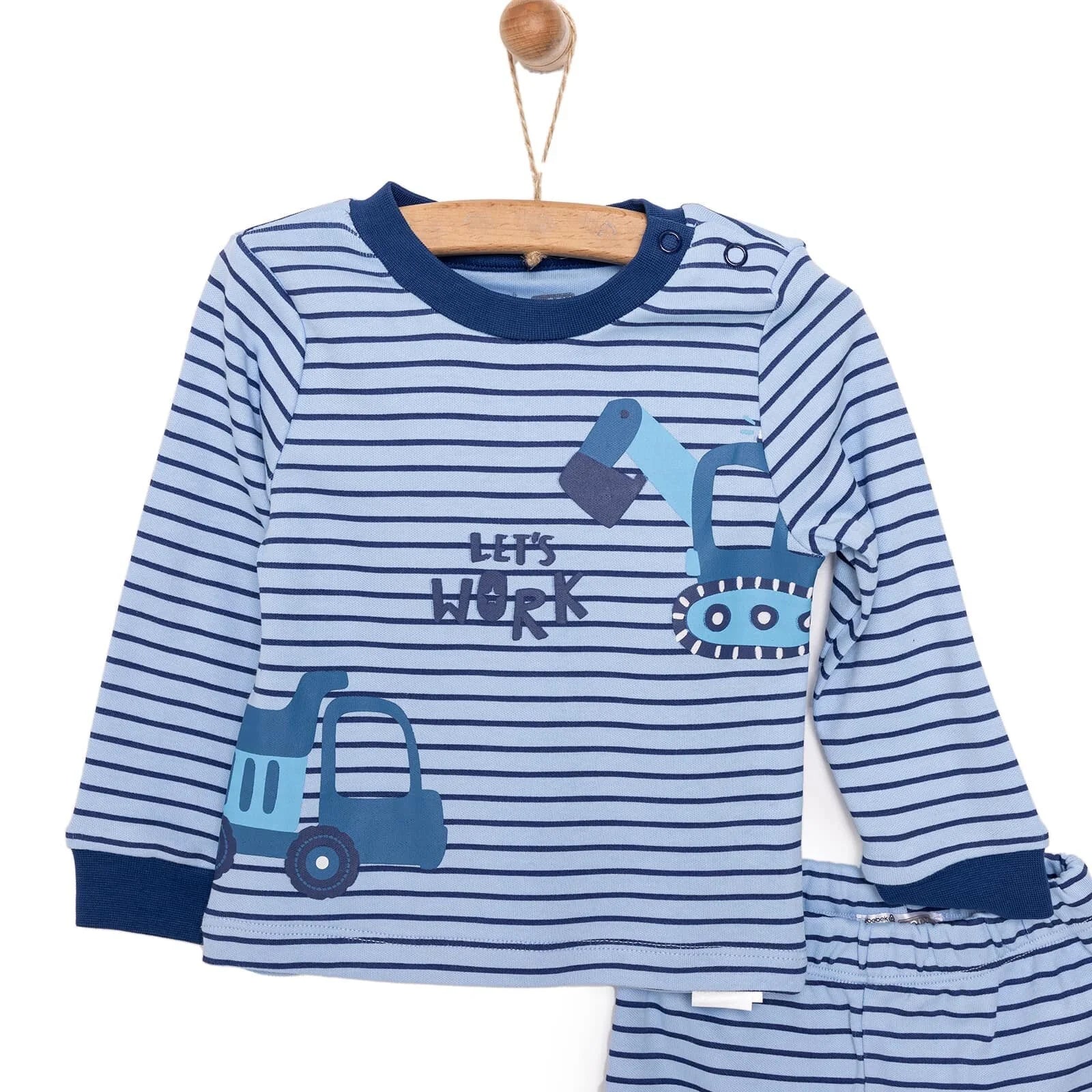 Set Pyjamas Llewys Hir i Fachgen gan HelloBaby - Glas Tywyll