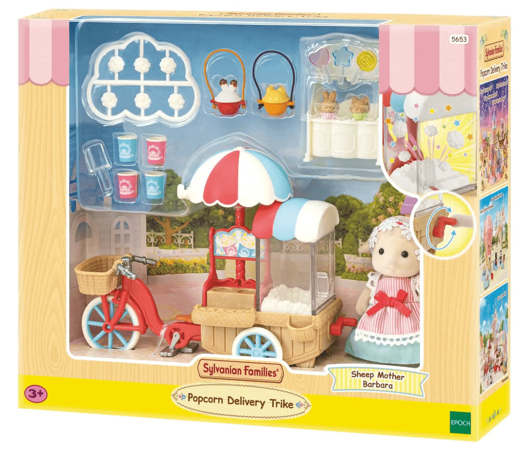 Set Chwarae Tair Olwyn ar gyfer Dosbarthu Popcorn Sylvanian Families ar gyfer Plant 3 Oed a Hŷn