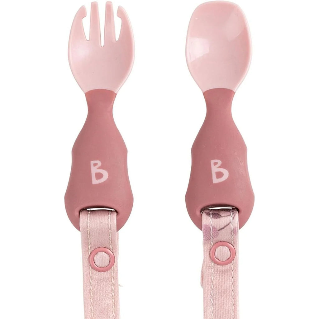 Bibado Handi Cutlery Set o Gyllyll a Ffyrc Ynghysylltiol ar gyfer Diddyfnu 6+ mis Pecyn o 2 - Blush