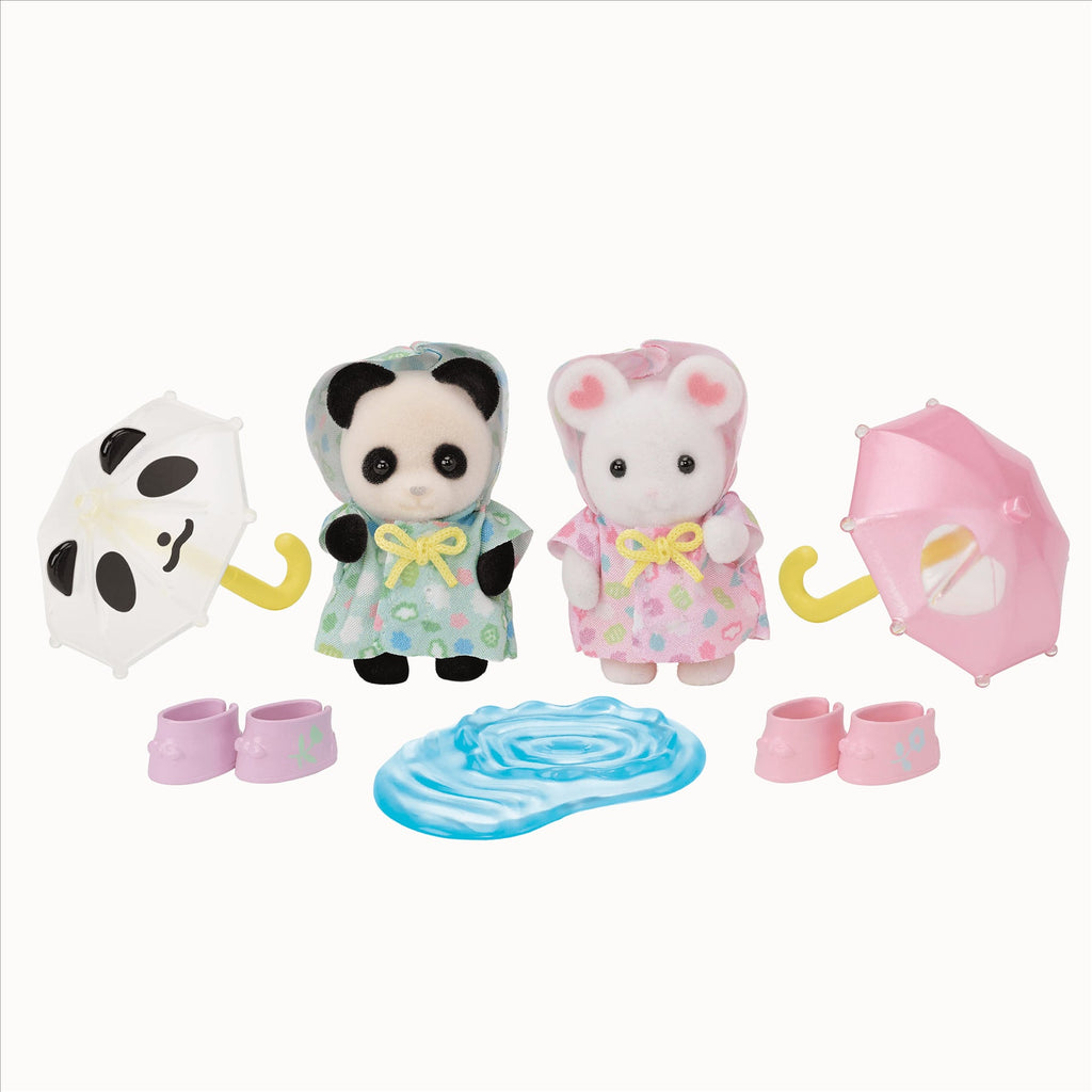 Cyfeillion Meithrinfa Sylvanian Families - Deuawd Dydd Glaw ar gyfer Plant 3 Oed a Hŷn