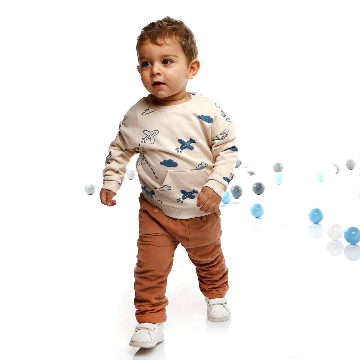 Siwt Ddwy-Darn Cassiope (Pwys-Grys a Throwsus) - Brown