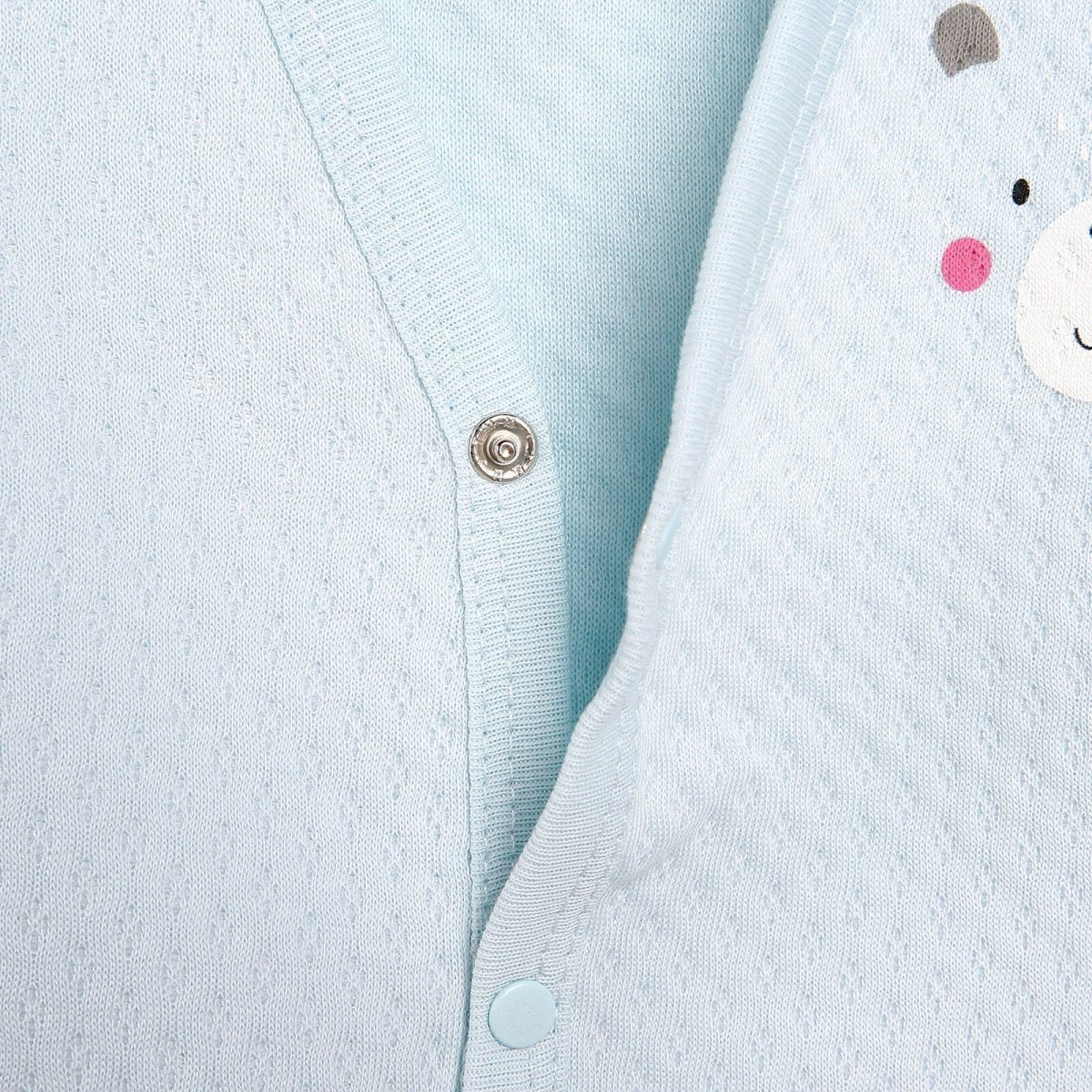 Gilet Gwau Bychan HelloBaby Basic i Fachgen - Glas Ysgafn