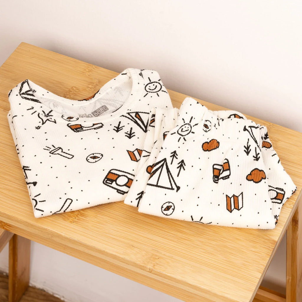 Pajamas Llewys Hir i Faban Bach HelloBaby - Ecru