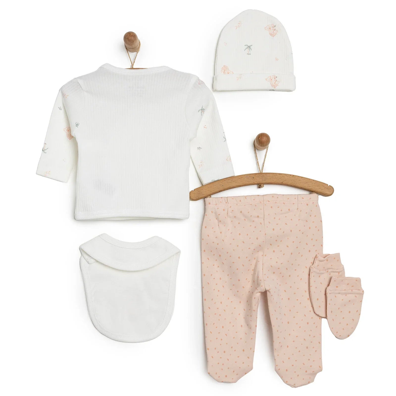 Set Cychwyn Newydd-anedig Little Life 5 darn - Pinc eog