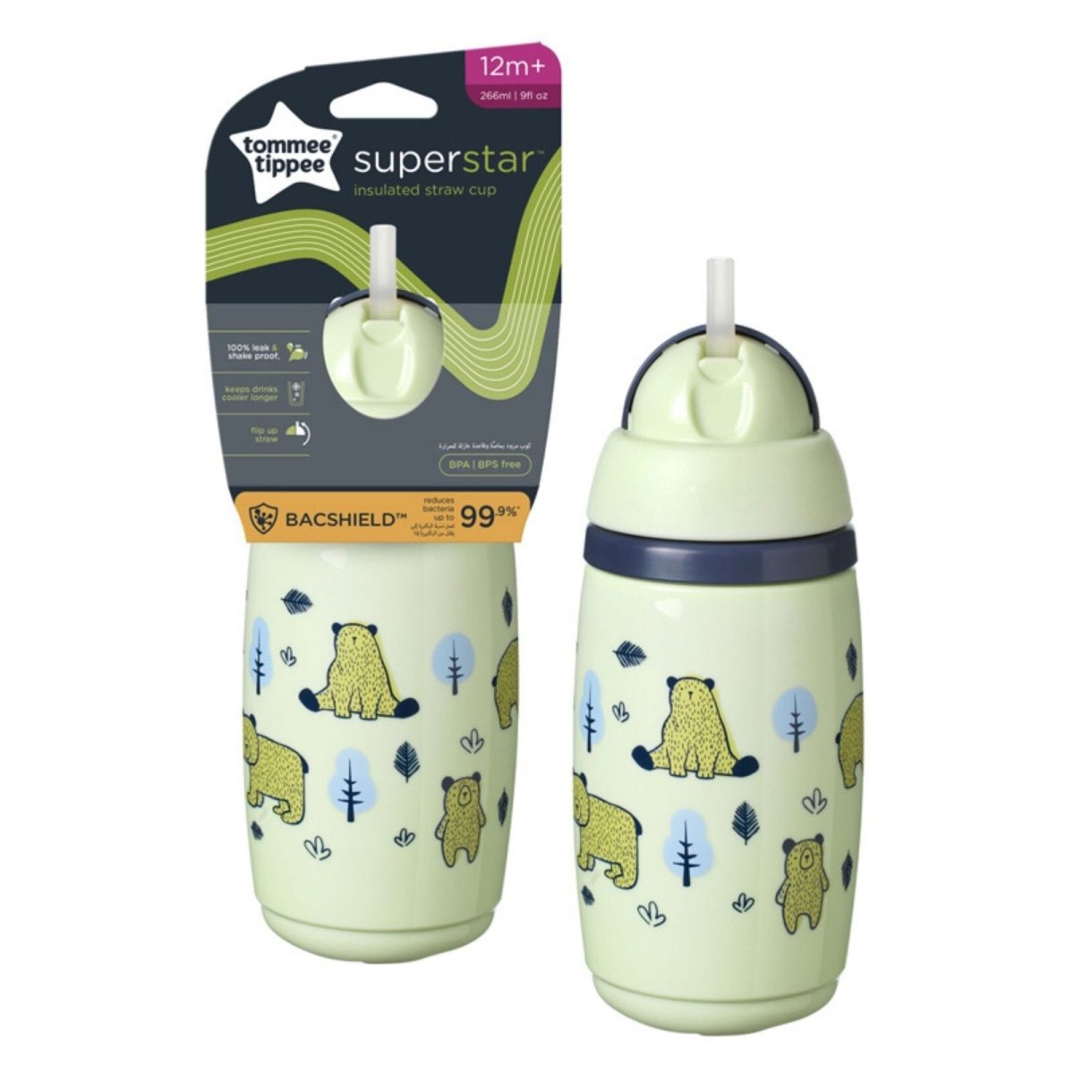 Tommee Tippee Insulated Straw 266ml 12m+ - Assorted