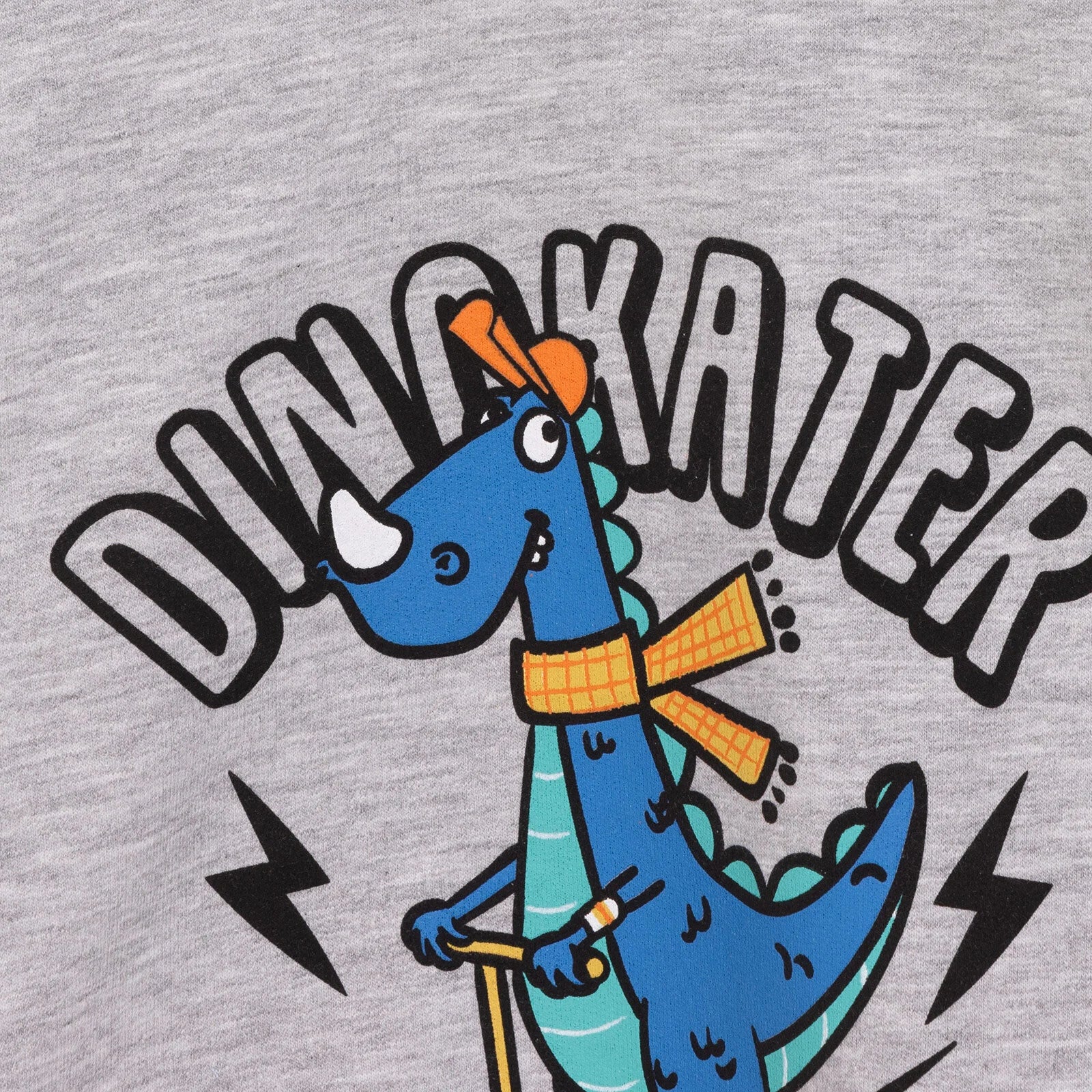 Crys Chwys HelloBaby Basic Low Raised Dinokater Printiedig - Llwyd Melange